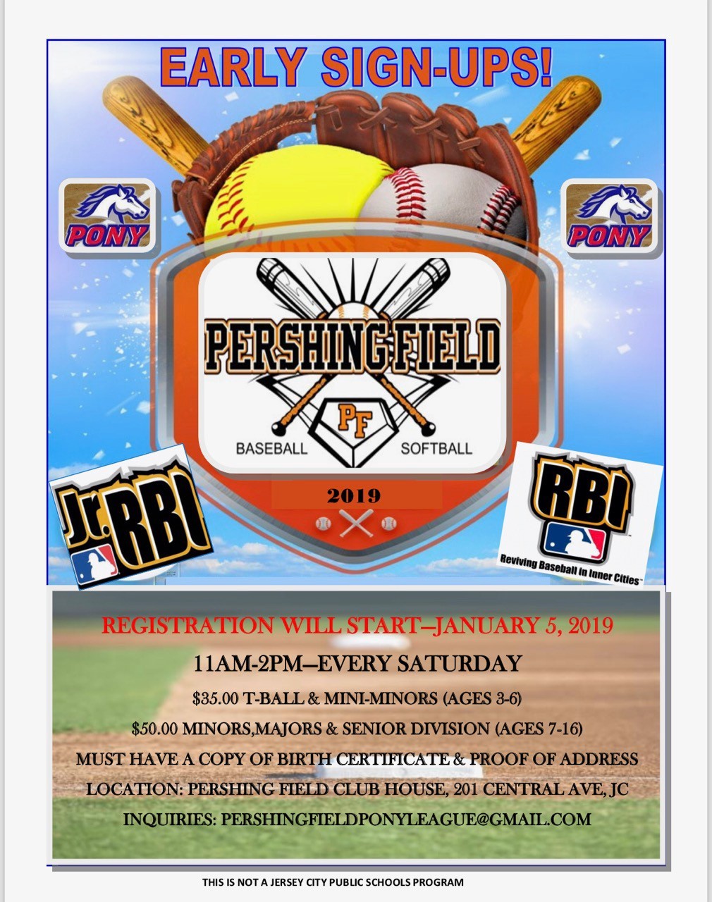 Registration for Pershing Field Baseball in Jersey City