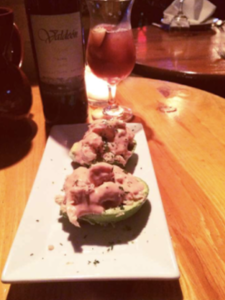 Stuffed avocado with lobster and shrimp