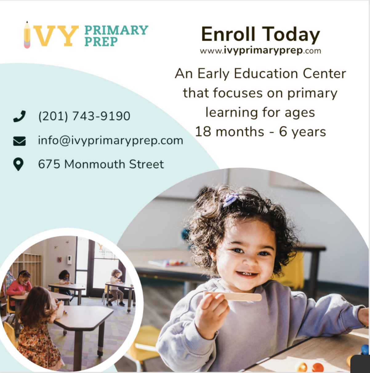 Ivy Primary Prep,        675 Monmouth St, Jersey City, NJ- (201) 743-9190