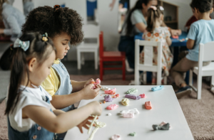 two little girls playing at a daycare